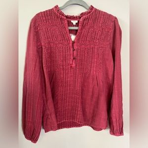 NWT Anthropologie Eze Sur Mer pink dyed long sleeved blouse sz small